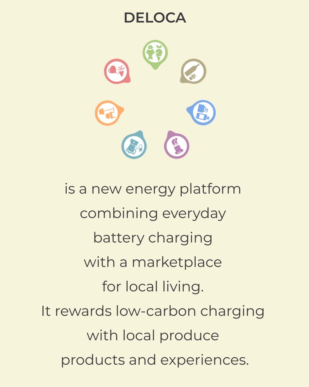 DELOCA combines everyday battery charging with a marketplace for local living
